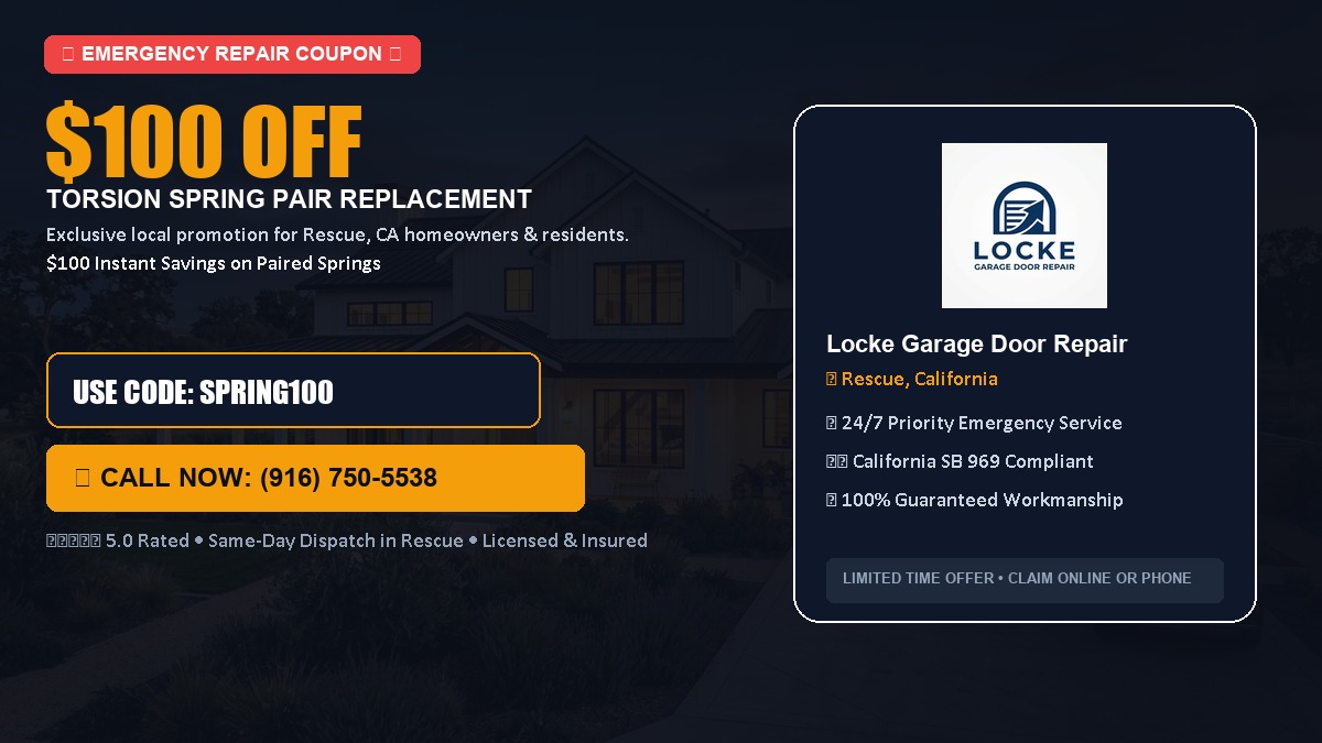 $100 OFF Heavy-Duty Torsion Spring Pair Replacement in Rescue, CA