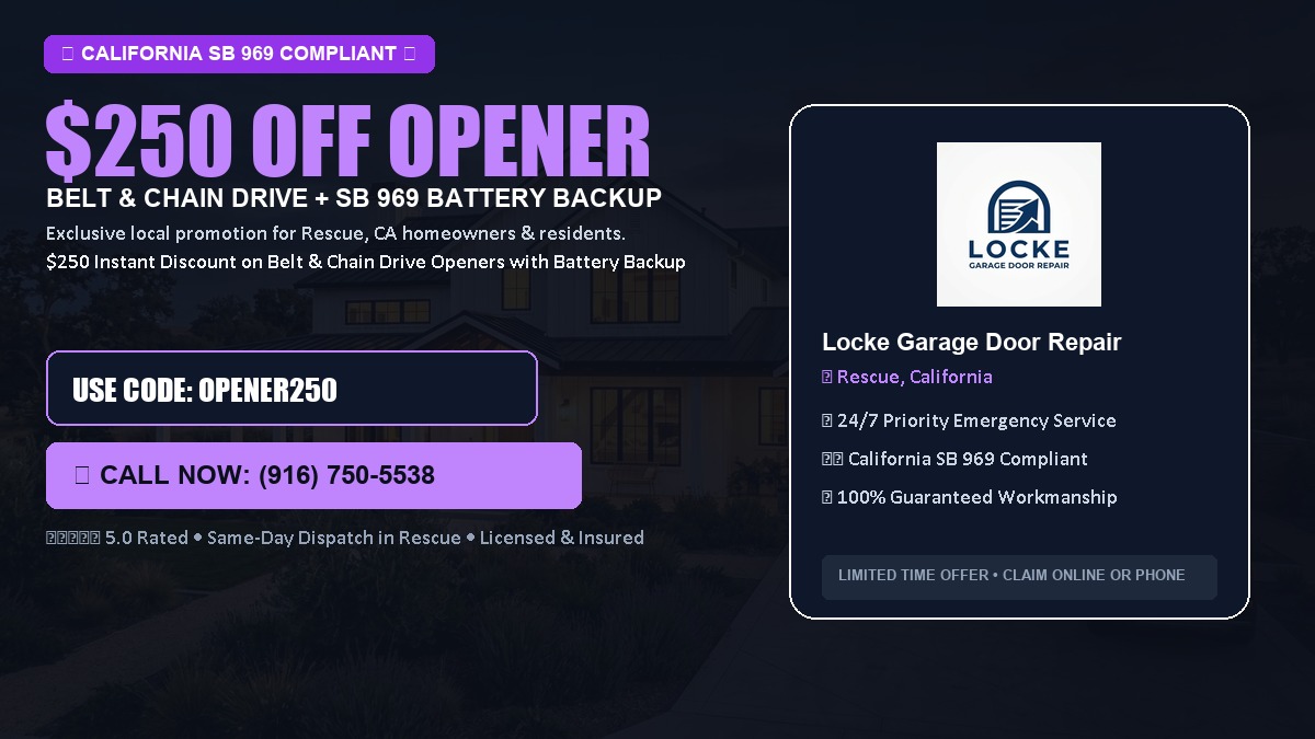 $250 OFF Smart Garage Door Opener Installation (Belt & Chain Drive with California SB 969 Battery Backup) in Rescue, CA